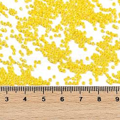 不透明色光沢ガラスシードビーズ  シリンダー  きいろ  1.6x1.3mm  穴：0.8mm  約60000個/ポンド&nbsp;SEED-H003-12E