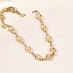 Women's 304 Stainless Steel Heart Link Chains Bracelets&nbsp;BJEW-G790-03G