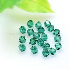 カット加工模造オーストリアクリスタルビーズ連売り  グレードAAA  双円錐形  ティール  6x6mm  穴：0.7~0.9mm  約360個/袋&nbsp;G-M180-6mm-24B