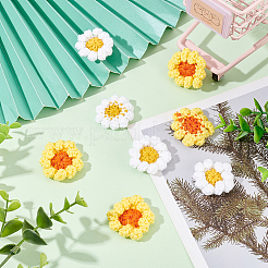 8Pcs 2 Colors Daisy Flower Shape Polyester Knitted Costume Ornament Accessories&nbsp;PATC-FG0001-37