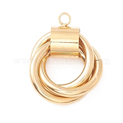 PVD真空メッキ304ステンレスペンダント  長持ちメッキ  三環式  ゴールドカラー  20x16x7mm  穴：1.8mm&nbsp;STAS-A059-01A-G