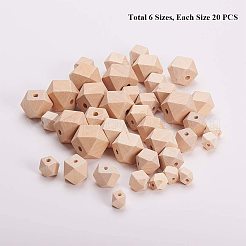 ウッドビーズ  多面カット  ポリゴン  パパイヤホイップ  10~18x10~24mm  穴：2~5mm  120個/セット&nbsp;WOOD-PH0008-27