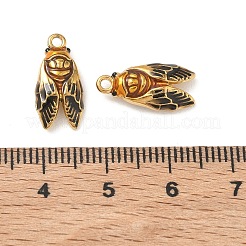 304ステンレススチールエナメルペンダント  イオンプレーティング（ip）  18KGP本金メッキ  昆虫チャーム  16x8x4mm  穴：1.5mm&nbsp;STAS-L316-23G-02