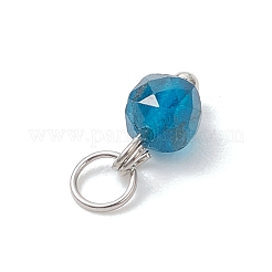 50個 10色天然ミックスストーンファセットキューブチャーム  304ステンレス鋼の金具  ステンレス鋼色  9x5x5mm  丸カン：4x5.5ミリ  3mm内径  5個/カラー&nbsp;PALLOY-JF04816-02