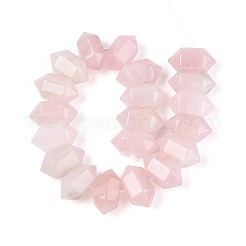 天然石ローズクォーツビーズ連売り  弾丸  多面カット  10x19~19.5x11~11.5mm  穴：1.2~1.4mm  約20個/連  8.07~8.27''（20.5~21センチメートル）&nbsp;G-T142-61