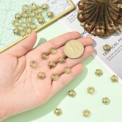 イオンプレーティング（IP）304ステンレススチールビーズキャップ30個  花  5花びら  ゴールドカラー  10x4mm  穴：1mm&nbsp;STAS-YW0003-29