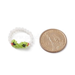 女性のためのガラスシード編組ビーズのカエルの形の指リング  黄緑  usサイズ6 1/4(16.7mm)&nbsp;RJEW-TA00052