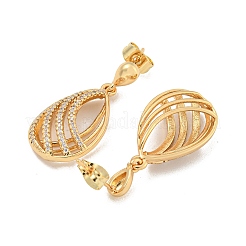 Teardrop Brass Pave Clear Cubic Zirconia Dangle Earrings&nbsp;EJEW-M258-70G