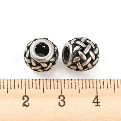 316サージカルステンレスビーズ  バレル  アンティークシルバー  9.5x9.5mm  穴：4mm&nbsp;STAS-Q304-50AS