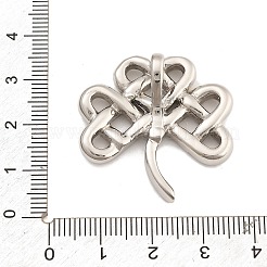304ステンレスペンダント  結び目クローバーチャーム  ステンレス鋼色  31.5x31x10.5mm  穴：7.5x5mm&nbsp;STAS-A112-01P