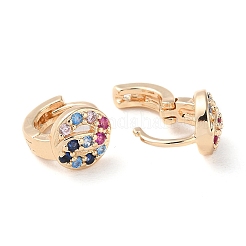 Rack Plating Brass Micro Pave Colorful Cubic Zirconia Hoop Earrings for Women&nbsp;EJEW-P238-03KCG