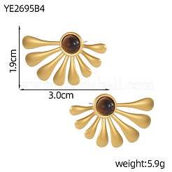 Natural & Synthetic Mixed Stone Fan Stud Earrings&nbsp;EJEW-OY011-81G