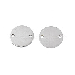 変色しない304ステンレススチールコネクタチャーム  空白タグのスタンプ  フラットラウンド  ステンレス鋼色  14x0.5mm  穴：1.6mm&nbsp;LS-STAS-N095-116E-01