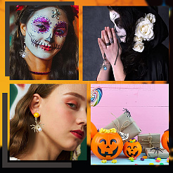 18色ハロウィンラックメッキ合金ペンダント3個。  クモのチャーム  ライラック樹脂ビーズ付き  ミックスカラー  30x27x5.8mm  穴：1.6mm  6個/カラー&nbsp;FIND-SC0004-23