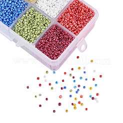 混合された12/0円形ガラスシードビーズ  ミックスカラー  2mm  穴：1mm  約12500個/箱&nbsp;SEED-PH0006-2mm-06