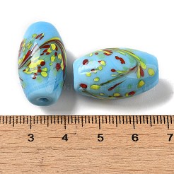 手作りランプワークビーズ  バレル  ディープスカイブルー  24.5x14.5mm  穴：1.6mm&nbsp;LAMP-P064-01E