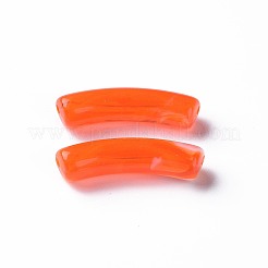 ツートンアクリルビーズ  天然石風  カーブチューブ  レッドオレンジ  31x9.5x7.5mm  穴：1.8mm  約131個/191g&nbsp;LS-MACR-S272-78G