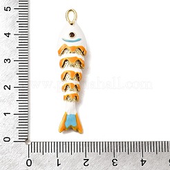 ラックメッキ真鍮チャーム  キュービックジルコニアエナメル  魚のチャーム  長持ちメッキ  鉛フリー＆カドミウムフリー  ホワイト  46x10.5x7.5mm  穴：4x2.5mm&nbsp;KK-A268-05G-C01