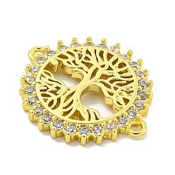 Rack Plating Brass Micro Pave Cubic Zirconia Tree of Life Links&nbsp;KK-B091-45G