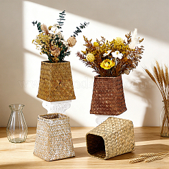 4Pcs 4 Colors Straw Wickerwork Flower Baskets&nbsp;AJEW-WA0004-20