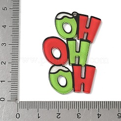 クリスマスアクリルパーツ  文字ho  ライムグリーン  45x29.5x2.5mm  穴：1.6mm&nbsp;MACR-K364-01B