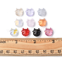 50個10スタイル透明スプレー塗装ガラスビーズ  金箔  牛  ミックスカラー  11.5x12x6mm  穴：1mm  5個/スタイル&nbsp;DGLA-FS0001-03