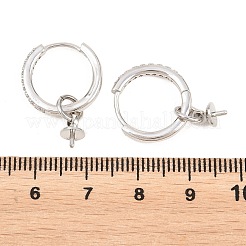 Brass Micro Pave Clear Cubic Zirconia Huggie Hoop Earring Findings&nbsp;KK-Z158-03P