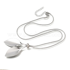 Adjustable 304 Stainless Steel Leaf Pendant Lariat Necklaces for Women&nbsp;SA-CBAB727-03P