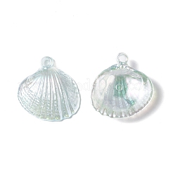 UVメッキ不透明アクリルパーツ  ABカラー  シェルチャーム  紺碧  28x27x7mm  穴：2mm&nbsp;PACR-M003-16C