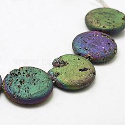 Electroplated Natural Druzy Geode Crystal Beads Strands&nbsp;G-N0251-30mm-06