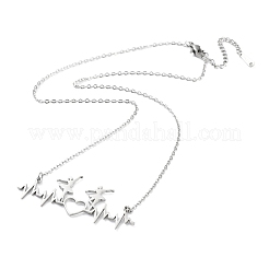 変色しない304ステンレススチール製ペンダントネックレス（女性用）  ダンサーとの心  ステンレス鋼色  17.72インチ（45cm）&nbsp;LS-NJEW-C020-01P