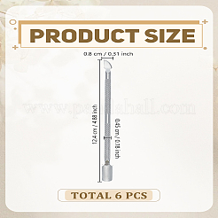 ダブルヘッド420ステンレススチール製キューティクルプッシャー6個  ハードスキンリムーバー  ステンレス鋼色  12.4x0.8x0.45cm  6個/セット&nbsp;MRMJ-LP0002-95