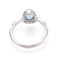 Natural Aquamarine Oval Open Cuff Ring&nbsp;STER-T008-92P