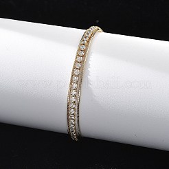 女性用ステンレススチールマルチ連ブレスレット  キュービックジルコニア付き  18KGP本金メッキ  6-3/4インチ（17cm）&nbsp;BJEW-F485-01G-01