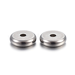 変色しにくい304ステンレススチールスペーサービーズ  フラットラウンド  ステンレス鋼色  8x2.5mm  穴：1.8mm&nbsp;X-STAS-F191-13P-D