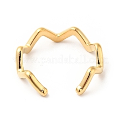 Ion Plating(IP) 304 Stainless Steel Wave Open Cuff Ring for Women&nbsp;RJEW-I085-13P-01