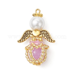 Luminous Handmade Glass Seed Beaded Angel Pendants&nbsp;PALLOY-MZ00963