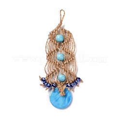 Flat Round with Evil Eye Glass Pendant Decorations&nbsp;EVIL-PW0002-18B-01