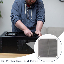 3種類のPVCスクエア型コンピュータ用防塵ネット  ブラック  80~140x80~140x0.5mm  穴：5mm  18個/セット&nbsp;KY-FH0001-36