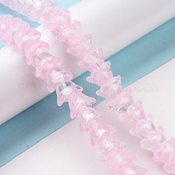 透明ガラスビーズ連売り  花  パールピンク  11~12x7.5~8mm  穴：1.4mm  約50個/連  11.42''（29センチメートル）&nbsp;LAMP-H061-01C-01