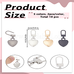 10Pcs 5 Colors Zinc Alloy Zipper Puller&nbsp;FIND-LP0006-17