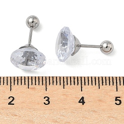 Diamond 304 Stainless Steel Cubic Zirconia Stud Earrings&nbsp;EJEW-U067-01P