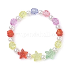 子供用ラウンドアクリルビーズストレッチブレスレット  カラフル  内径：1-3/4~2インチ（4.5~5cm）  1個/スタイル&nbsp;BJEW-JB11558-01