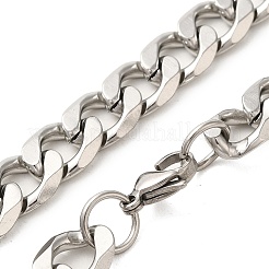 202 Stainless Steel Curb Chain Necklaces & Bracelets Jewelry Sets for Unisex&nbsp;STAS-A100-20P