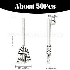 50Pcs Tibetan Style Zinc Alloy Broom Pendants&nbsp;TIBEP-YW0002-15