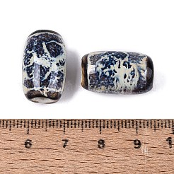 ヴィンテージの手作り磁器ビーズ  ファンシーアンティーク施釉磁器  バレル  古いレース  19.5~21x11~13mm  穴：3~4mm&nbsp;PORC-N013-12-18