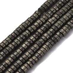 天然石パイライトビーズ連売り  ディスク  ヒシビーズ  4~5x2~2.5mm  穴：0.7mm  約160個/連  15''（38.1センチメートル）&nbsp;G-L624-I13-2x4mm