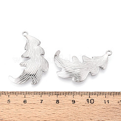 304ステンレススチールのリーフペンダント  ステンレス鋼色  37.5x23x4mm  穴：2mm&nbsp;STAS-T069-39P