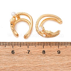 Star with Moon Brass Micro Pave Clear Cubic Zirconia Cuff Earrings&nbsp;EJEW-Z127-08G