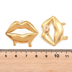 Melting Styles 304ステンレススチール製スタッドピアス（女性用）  リップ  26.5x33.5mm&nbsp;EJEW-F415-02G-02